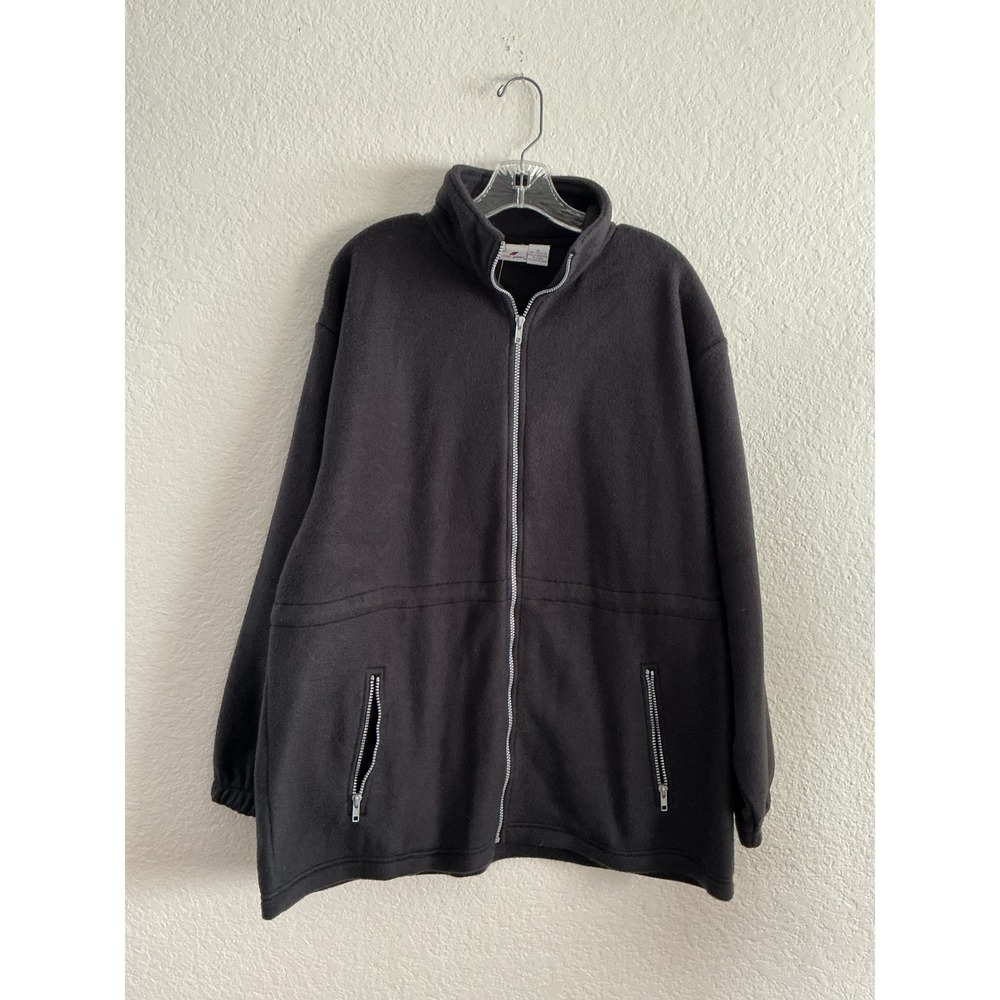 Pro Spirit Fleece Jacket XL Black Full Zip Anti-Pilling Mock Neck Vintage NWT
